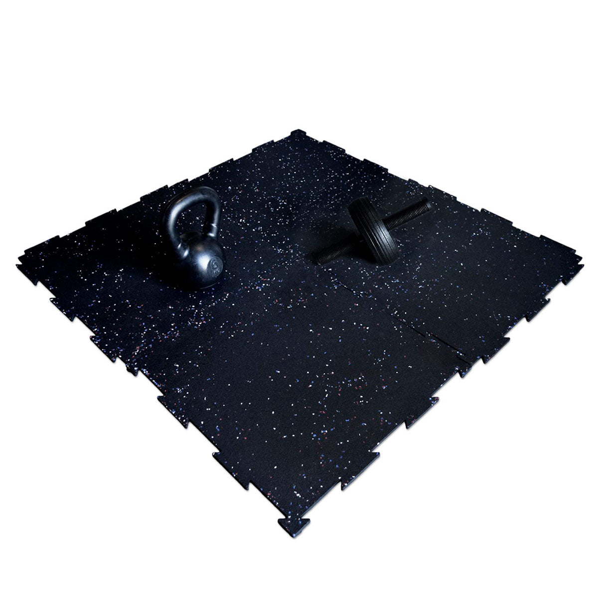 Piso de Caucho 50x50cm Negro con Pintas 10mm encastrable 1m2