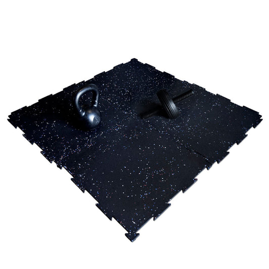 Piso de Caucho 50x50cm Negro con pintas 7mm encastrable 1m2