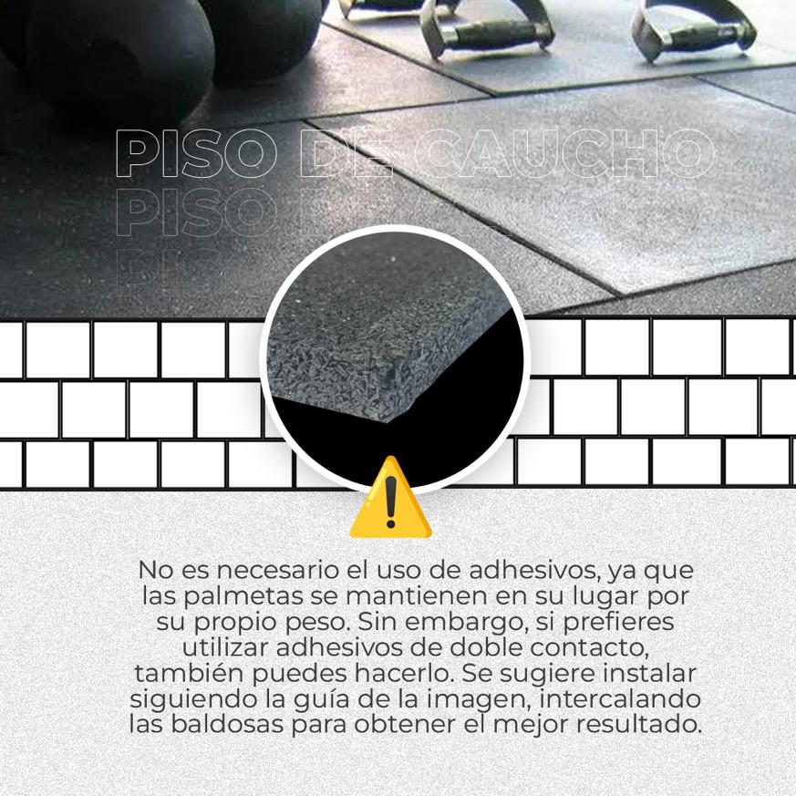 Piso de caucho reciclado antideslizante gimnasios crossfit placa 1x1mt 20mm