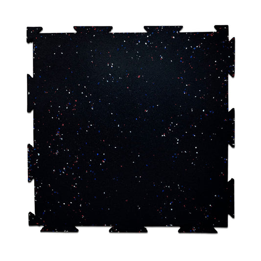 Piso de Caucho 50x50cm Negro con Pintas 10mm encastrable 1m2