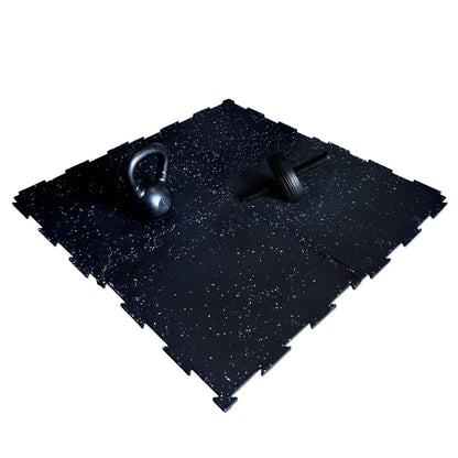 Piso de Caucho 50x50cm Negro con Pintas 10mm encastrable 1m2