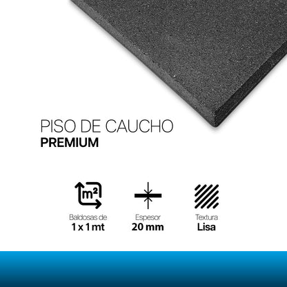 Piso de caucho reciclado antideslizante gimnasios crossfit placa 1x1mt 20mm