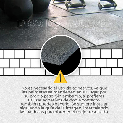 Piso de caucho reciclado antideslizante gimnasios crossfit placa 1x1mt 20mm