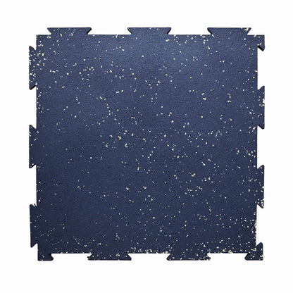 Piso de Caucho 50x50cm Azul con pintas amarillas 7mm encastrable 1m2
