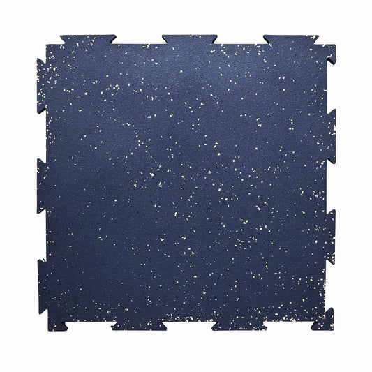 Piso de Caucho 50x50cm Azul con pintas amarillas 7mm encastrable 1m2